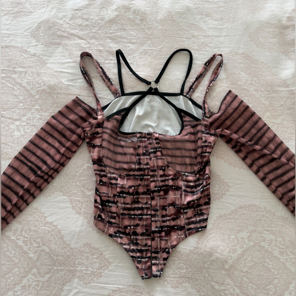 Striped button up top